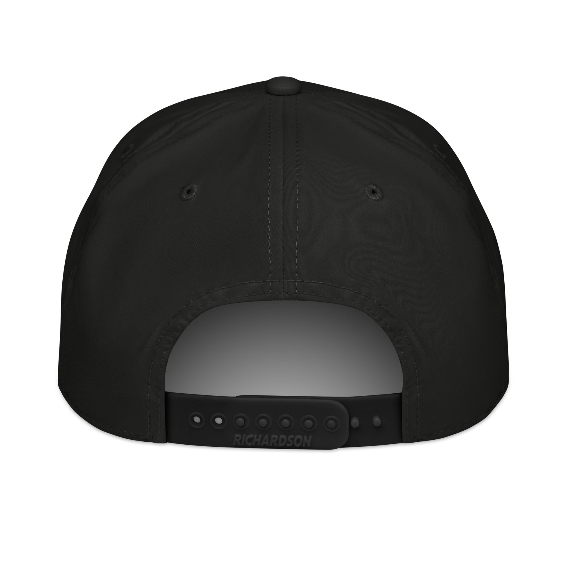 Close-up back view of Piste Out Mountain Lines Rope Hat in Black Diamond showing snapback closure detail and white rope accent