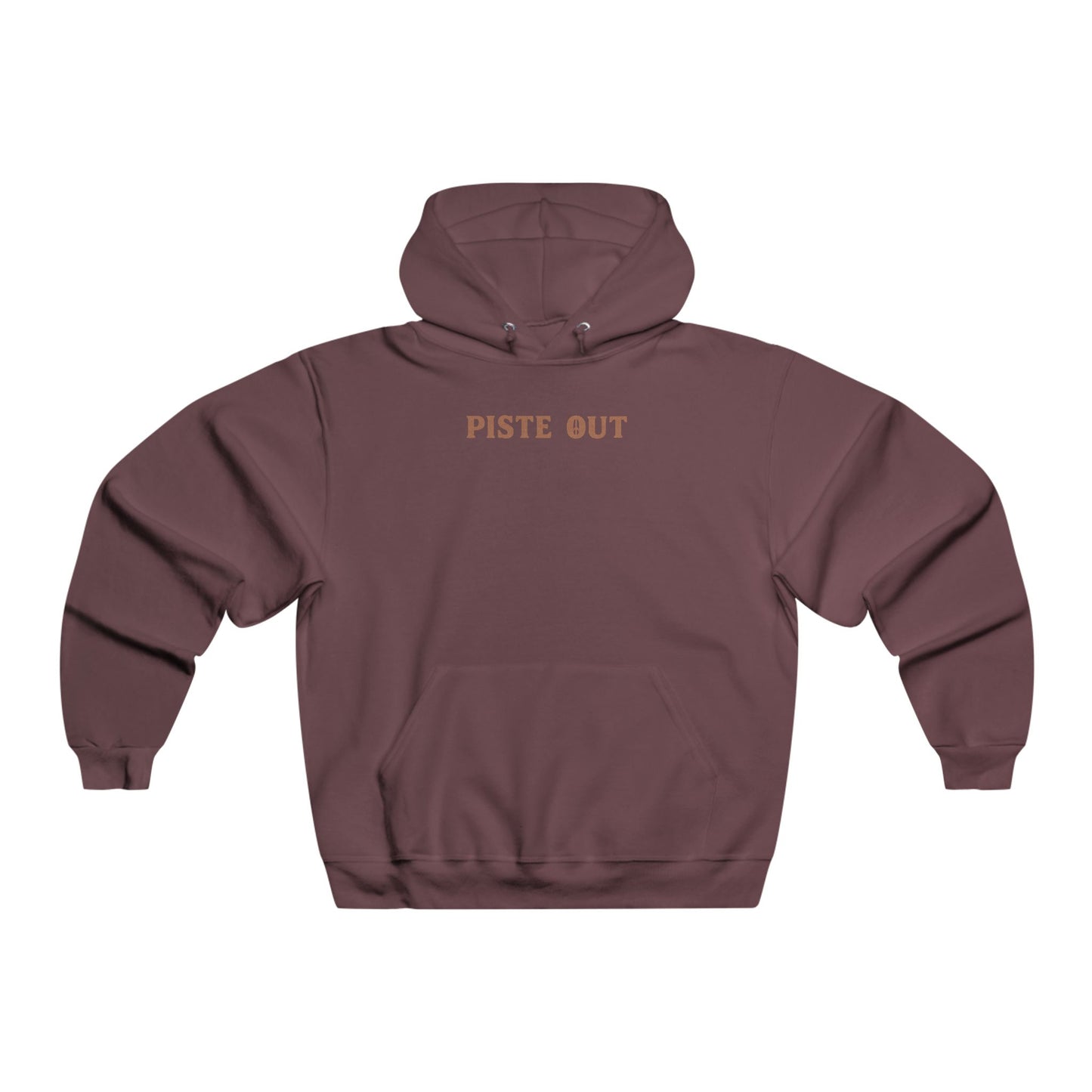 Front view of maroon Colorado Cowboy hoodie with centered Piste Out text in bold distressed Western font.