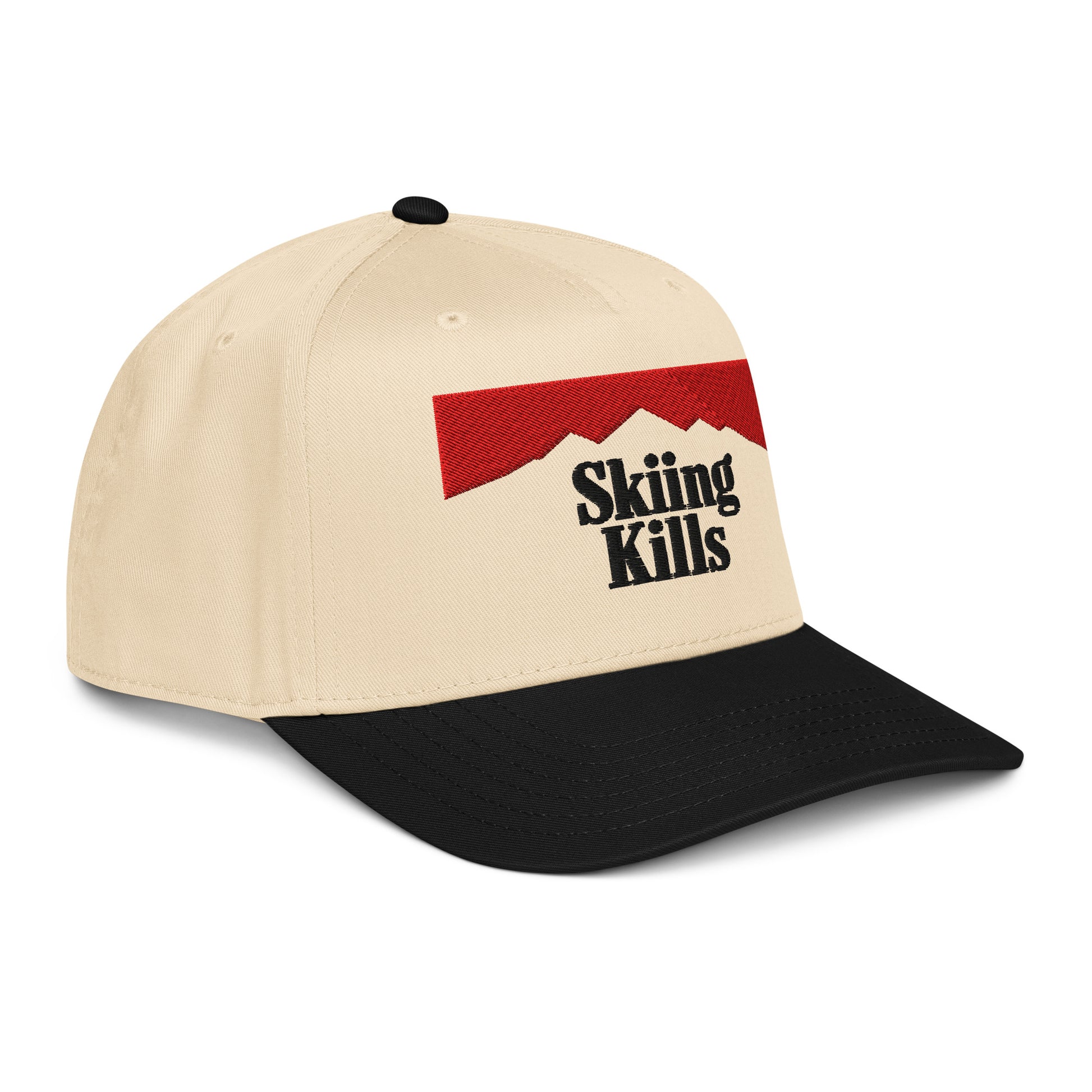 Skiing Kills Hat in Black Diamond, back view showing snapback closure.