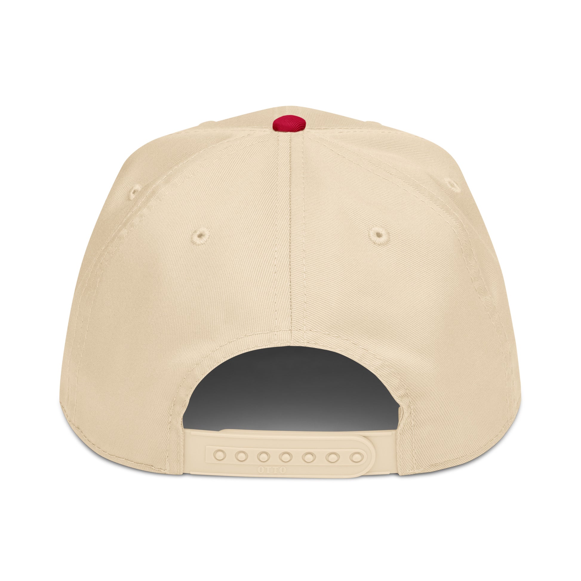 Skiing Kills Hat in Marlboro Red, back view showing snapback closure.