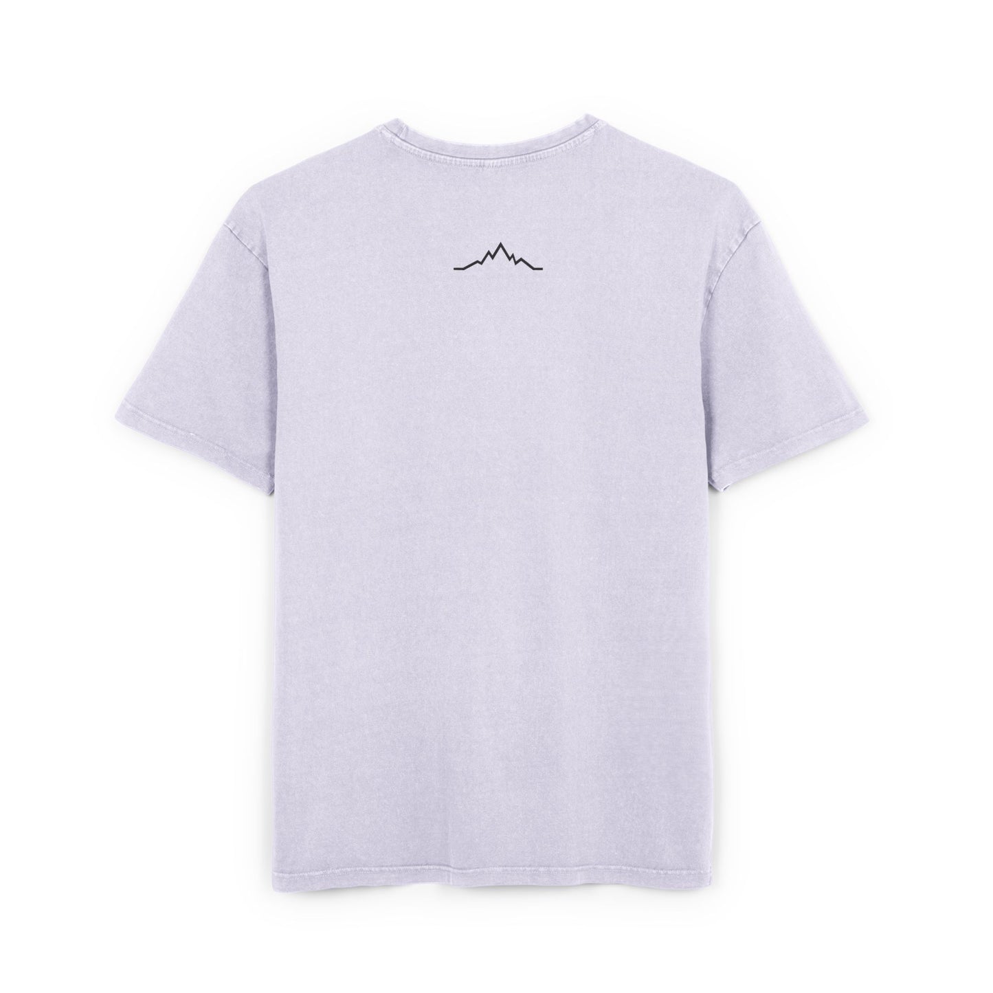 ack view of Soft Lilac Snow Kisses Piste Out ski t-shirt with small black mountain logo at neck.
