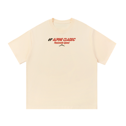 Butter 69’ Alpine Classic tee front view with small red and black chest logo and mountain submark.