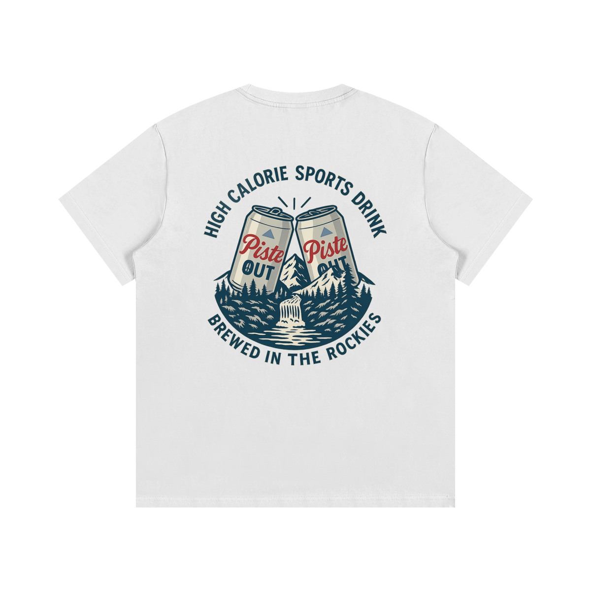 High Calorie Sports Drink tee in Snow back view