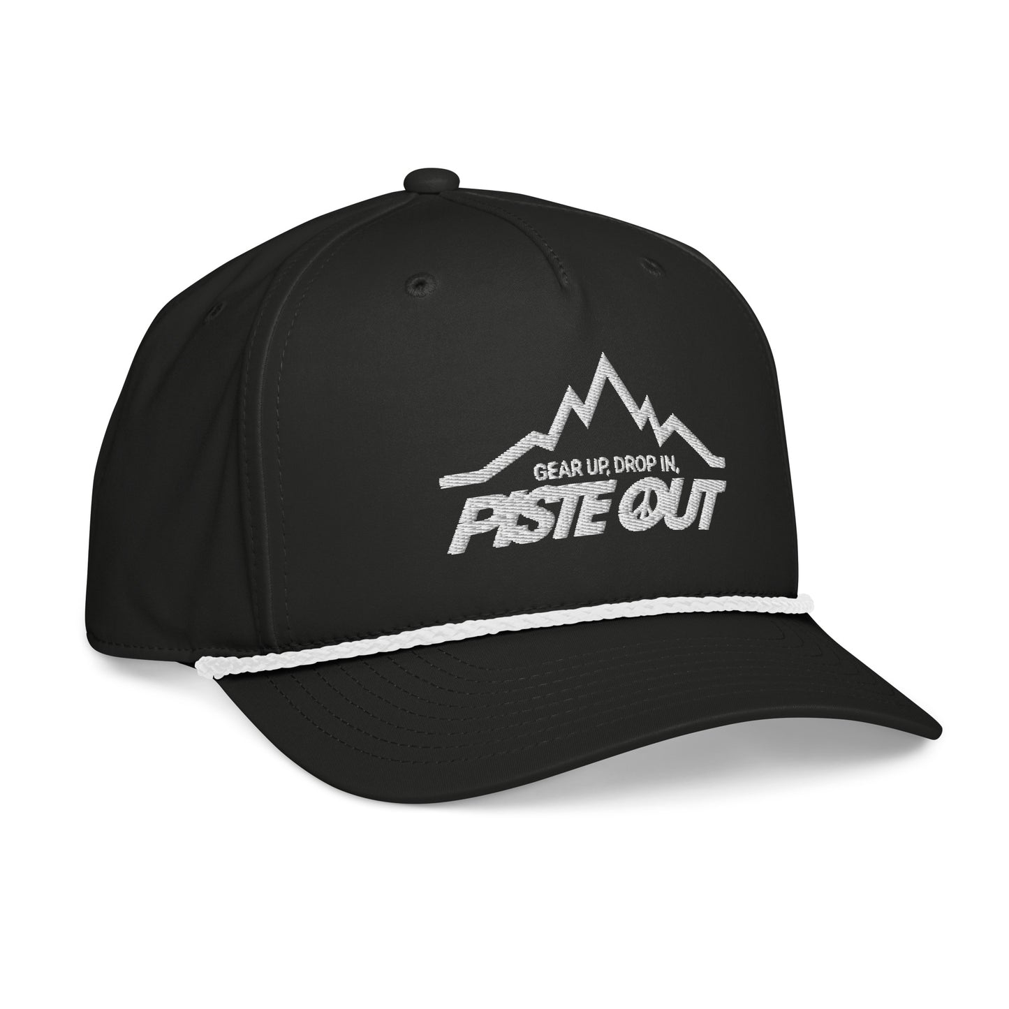 Back view of Mountain Lines Rope Hat in Black Diamond color with adjustable snapback closure and white rope accent visible along the front panel.