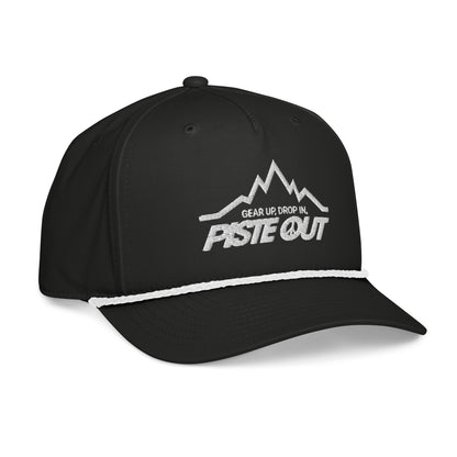 Back view of Mountain Lines Rope Hat in Black Diamond color with adjustable snapback closure and white rope accent visible along the front panel.