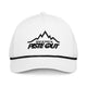 Front view of Mountain Lines Rope Hat in Snow color with black embroidered mountain logo, Piste Out text, and black rope accent above the brim.
