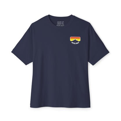 Navy oversized t-shirt with retro ski goggle logo on chest