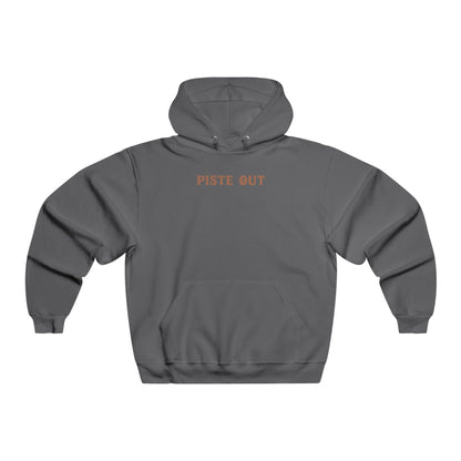 Front view of charcoal gray Colorado Cowboy hoodie with centered Piste Out text in distressed Western lettering.
