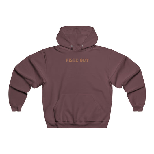 Front view of maroon Colorado Cowboy hoodie with centered Piste Out text in bold distressed Western font.
