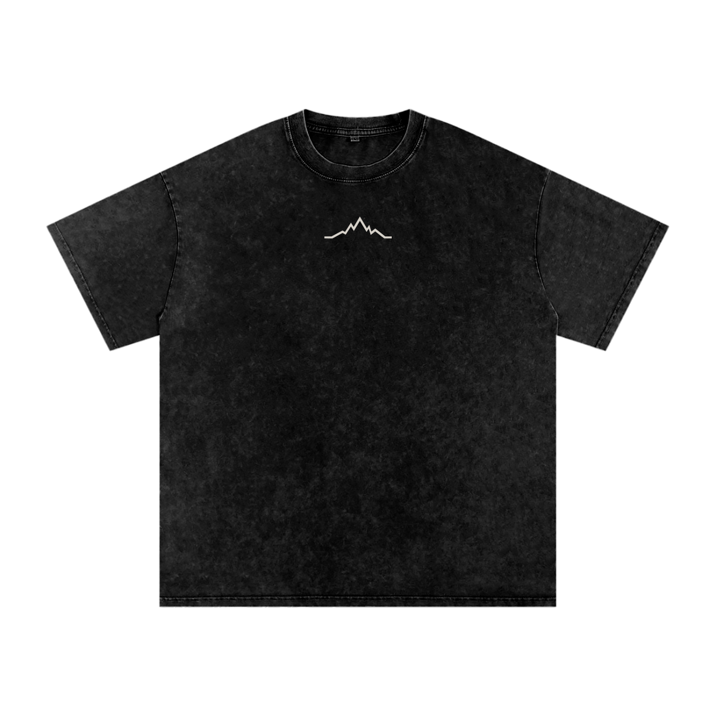 Front view of the Grand Line Tee in Black Diamond, showing minimalist mountain lines logo centered on chest in vintage bone ink.