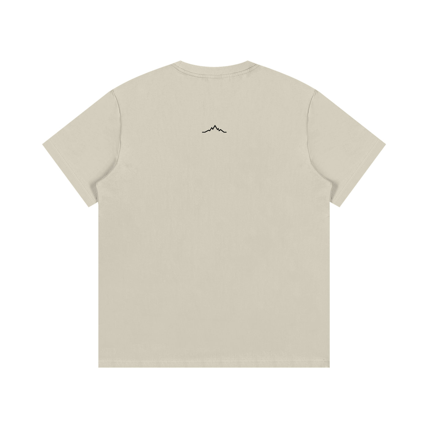 Back view of khaki Piste Out logo tee in solid khaki with no back graphic.