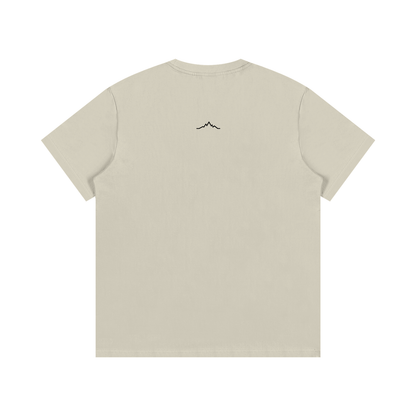 Back view of khaki Piste Out logo tee in solid khaki with no back graphic.