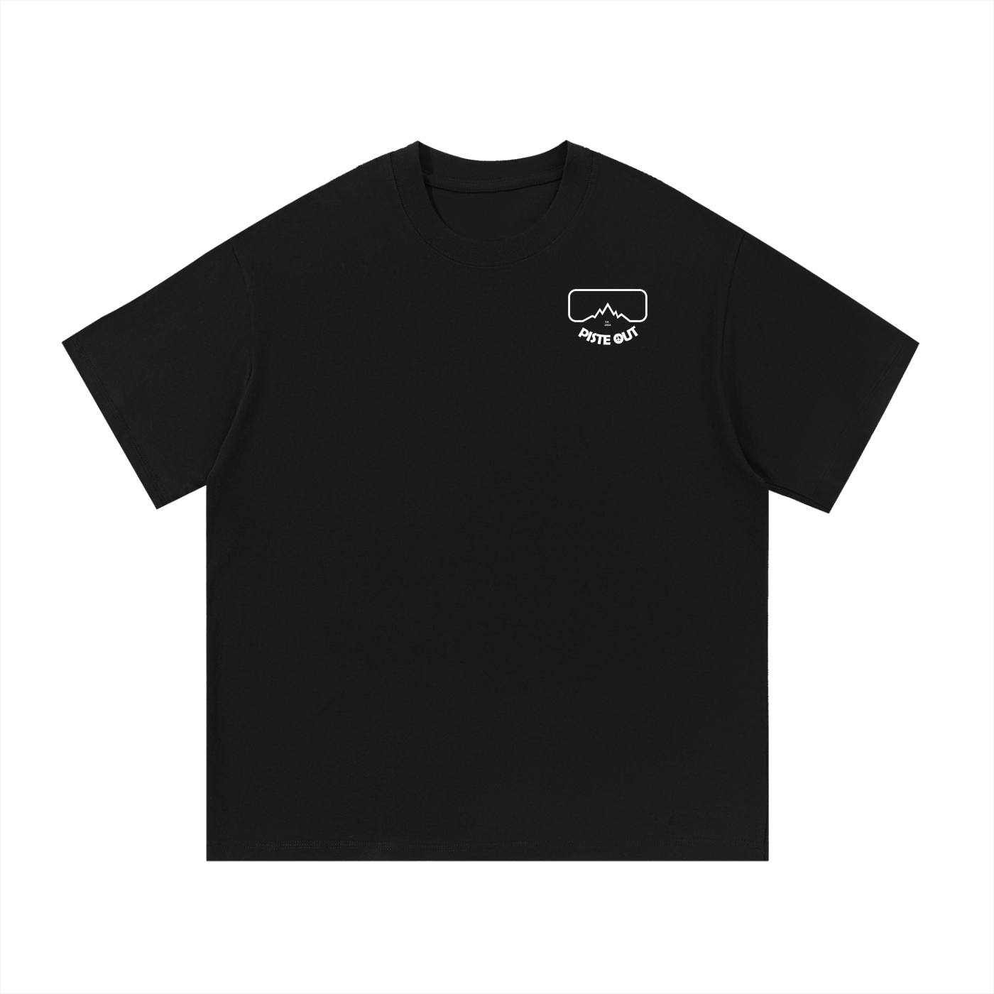 Front view of Black Diamond Piste Out Outline Logo Tee with white outline goggle logo on the left chest.
