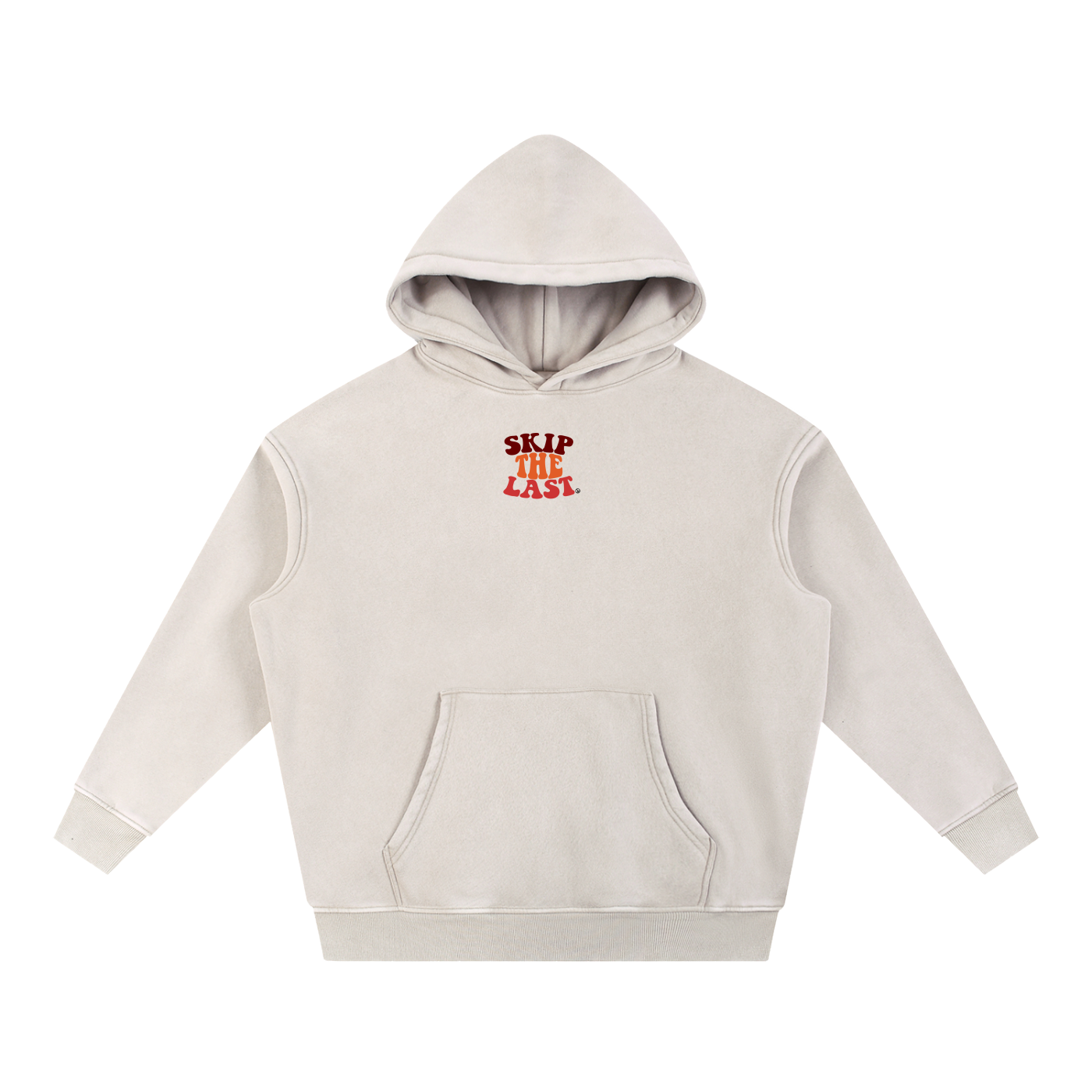 Piste Out Skip the Last Hoodie in Snow, front view with chest logo