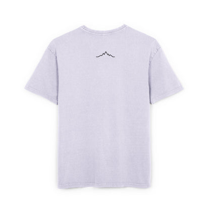 ack view of Soft Lilac Snow Kisses Piste Out ski t-shirt with small black mountain logo at neck.