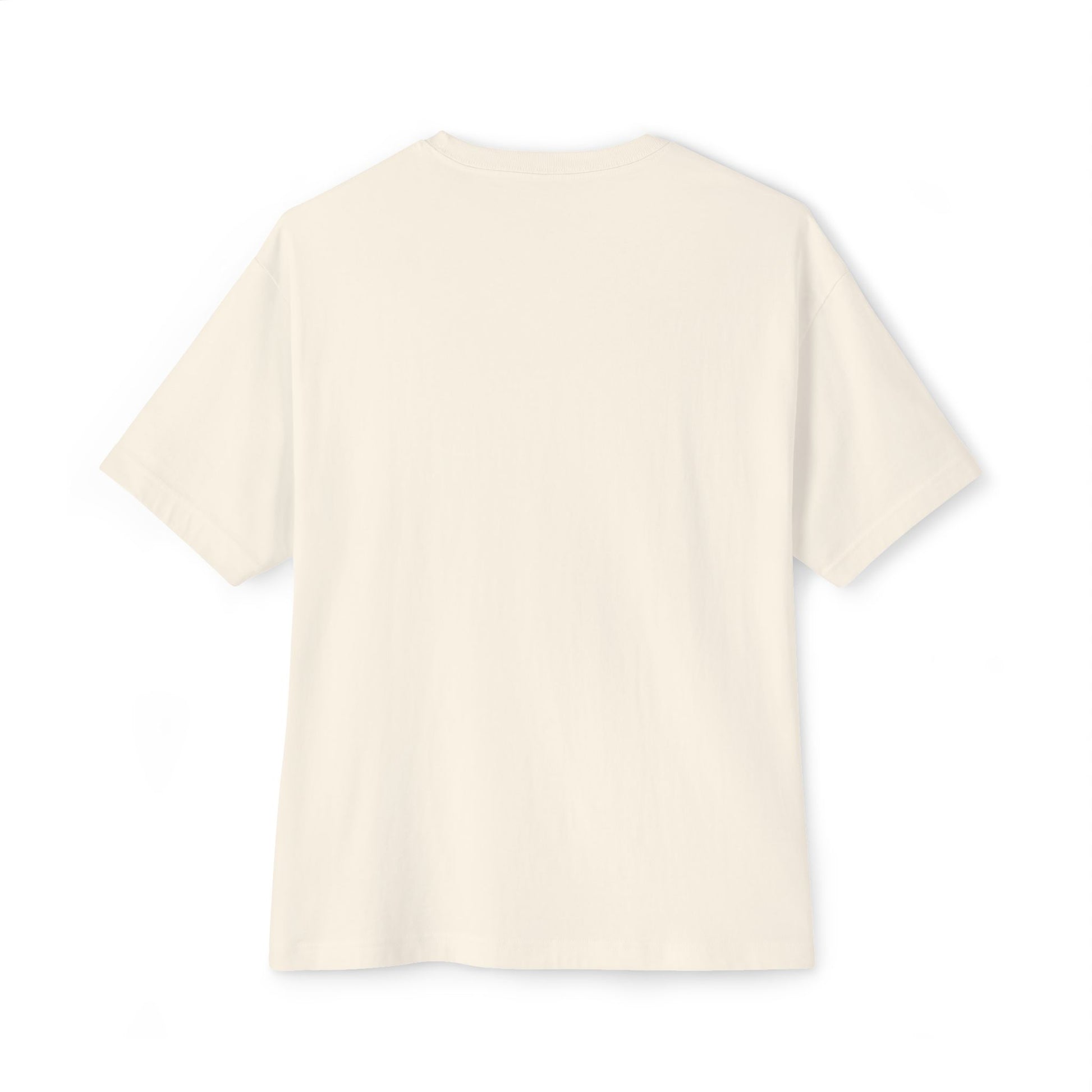 Back view of Snow Kisses cream color graphic tee showing clean blank fabric.